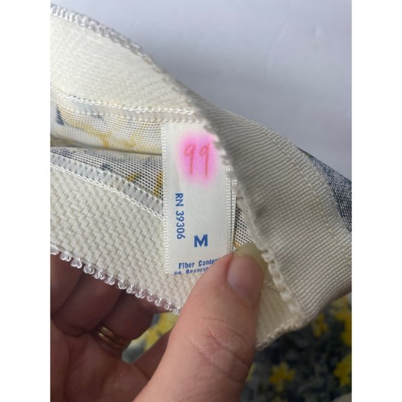 VINTAGE NYLON LYCRA SPANDEX blue yellow flower Girdle Underwear SIZE M - Picture 3 of 6